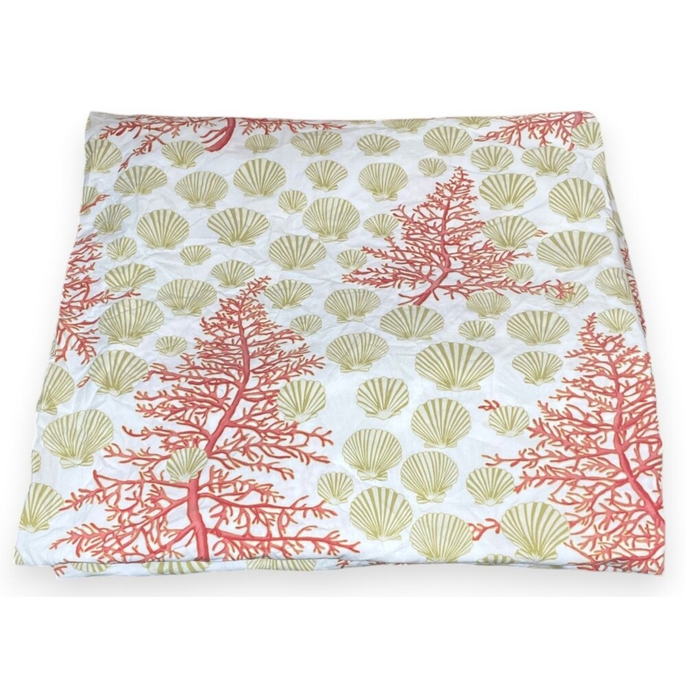 Pottery Barn Coral Reef Sea Shell Full Queen Duvet Cover Coastal Seaside Cotton